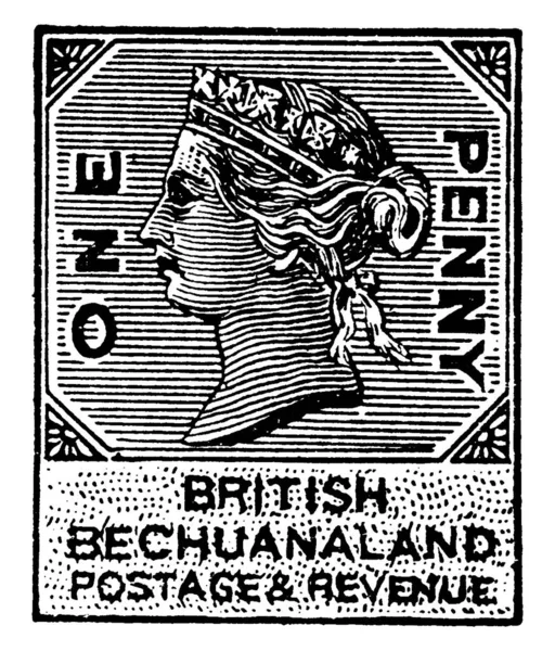 Brit Bechuanaland Bélyegző Penny 1887 Ből Egy Kis Ragasztópapír Ragasztott — Stock Vector
