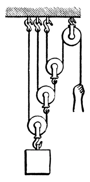 Sistema Que Cada Polea Cuelga Por Cable Separado Las Cuerdas — Archivo Imágenes Vectoriales