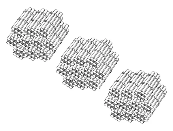 Een Typische Weergave Van Een Bundel Van 300 Stokken Gebundeld — Stockvector