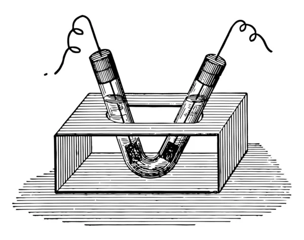 Aparatos Tubos Utilizados Para Electrólisis Dibujo Líneas Antiguas Ilustración Grabado — Archivo Imágenes Vectoriales