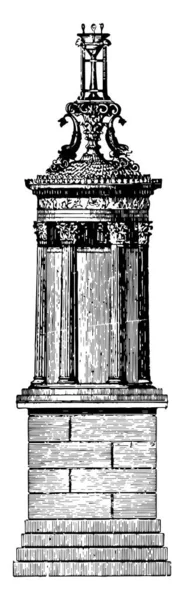 Choragisches Denkmal Des Lysikrates Der Nähe Der Akropolis Von Athen — Stockvektor