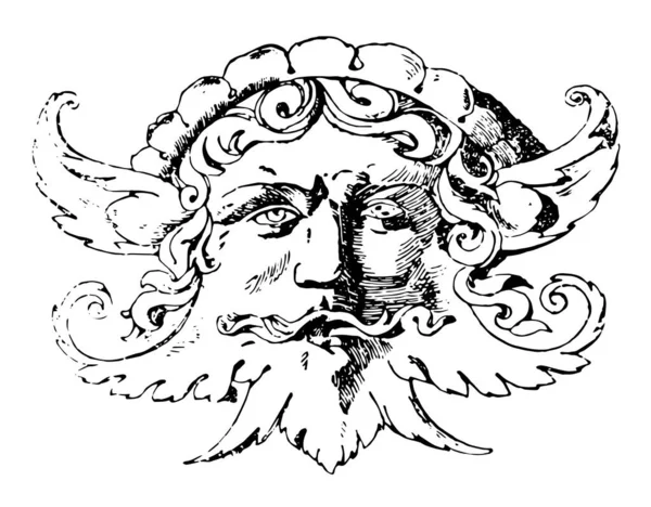 Могила Кардинала Сфорца Итальянской Маской Эпохи Возрождения Рисунок Винтажной Линии — стоковый вектор