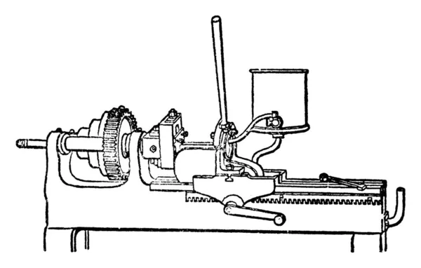 这个插图代表了旋翼机 实际上是一个车床与一些特殊的特点 复古线绘图或雕刻插图 — 图库矢量图片