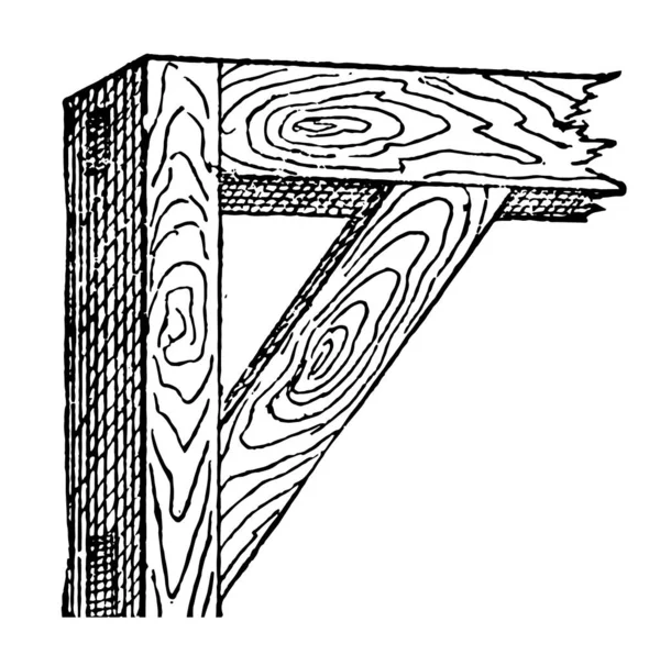 この図は木材横切って角木材のワンピースから ヴィンテージ別線画にやイラストを彫刻の作品である中かっこを表します — ストックベクタ
