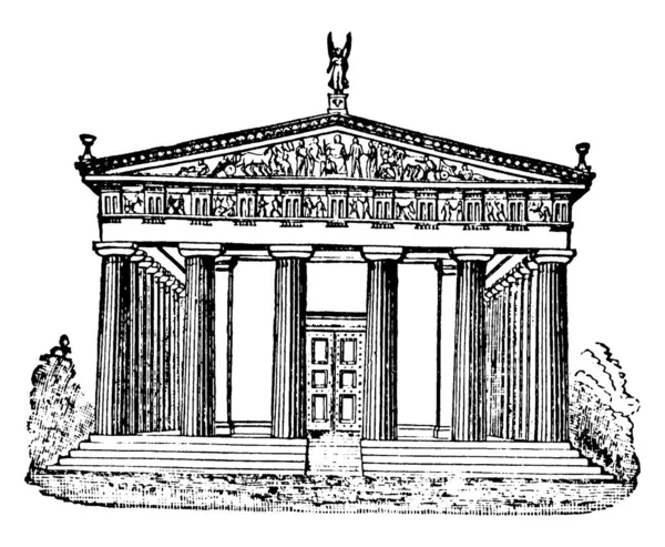 Templo Júpiter Olympia Arte Antiguo Esculpido Santuario Olympia Grecia Erigido — Vector de stock