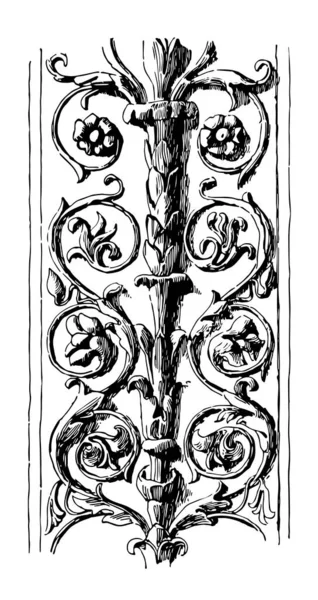 Pilaster Fragment Podwójnego Rinceau Palazzo Fano Vintage Rysowania Linii Lub — Wektor stockowy