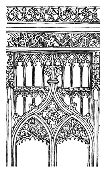 Écran Fait Partie Écran Bois Cathédrale Manchester Dessin Ligne Vintage — Image vectorielle