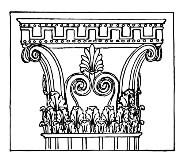 Bassae에서 클래식 Doric Bassae 빈티지 드로잉 — 스톡 벡터