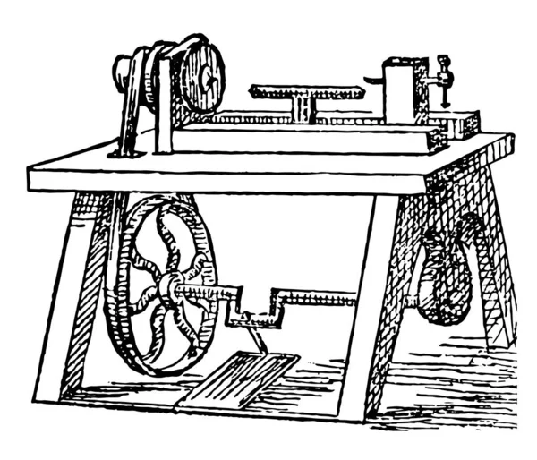 Esta Ilustración Representa Torno Que Una Máquina Herramienta Para Tornear — Vector de stock