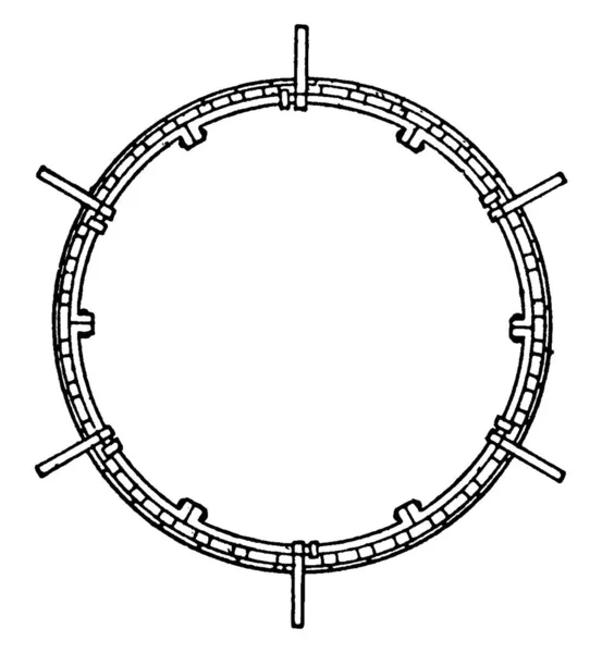 Deze Afbeelding Vertegenwoordigt Schacht Voering Vintage Lijntekening Gravure Van Illustratie — Stockvector