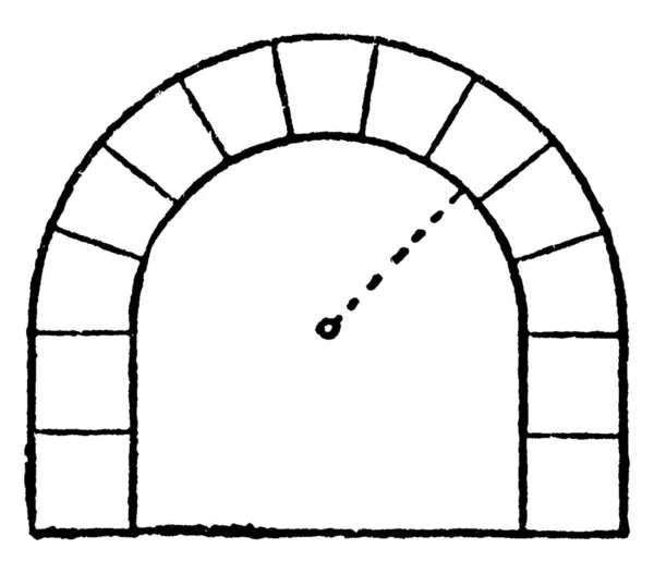 Arc Incliné Centre Côtés Porté Vers Bas Verticalement Dessin Ligne — Image vectorielle
