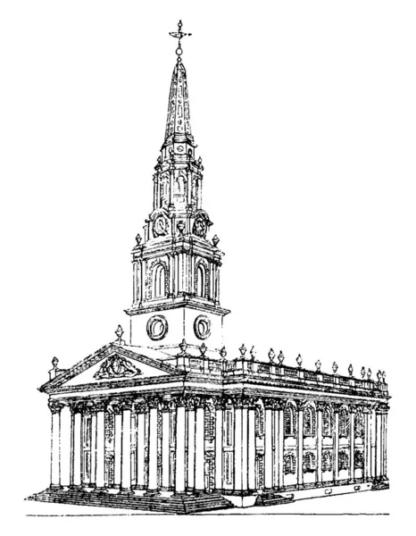 Martins Fields Une Église Anglicane Anglaise Coin Nord Est Période — Image vectorielle