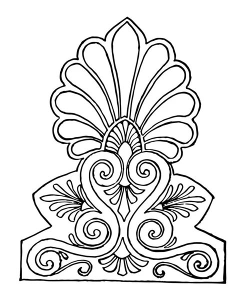 Antefix Является Особенно Римский Период Винтажные Линии Рисунок Гравировка Иллюстрации — стоковый вектор