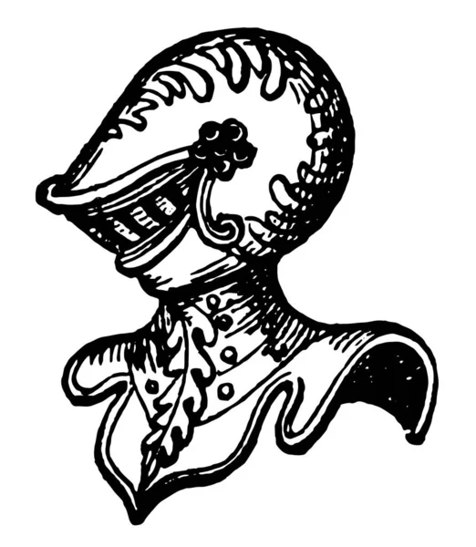 Heraldiek Esquire Terzijde Helm Vintage Lijntekening Gravure Illustratie — Stockvector