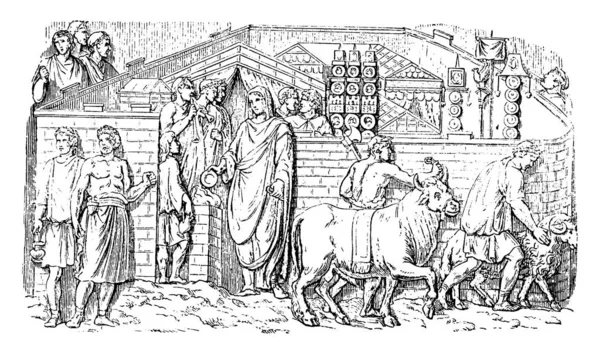 Reliëf Van Zuil Trajanus Oorspronkelijk Overwonnen Door Een Kolossale Standbeeld — Stockvector