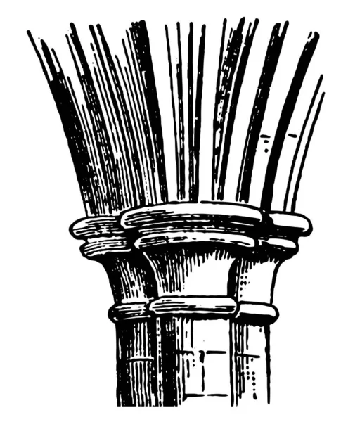 Impost Shafted Junction Architectuur Geschilderd Schacht Vintage Lijn Tekening Afbeelding — Stockvector