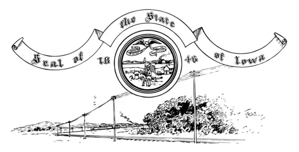 Das Siegel Der Vereinigten Staaten Von Iowa Jahr 1846 Ein — Stockvektor