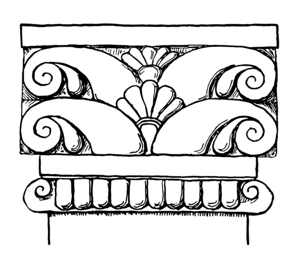 Etruskiska Pilaster Cap Vanlig Astragal Taenia Ringmärkt Kolumnen Dess Plain — Stock vektor