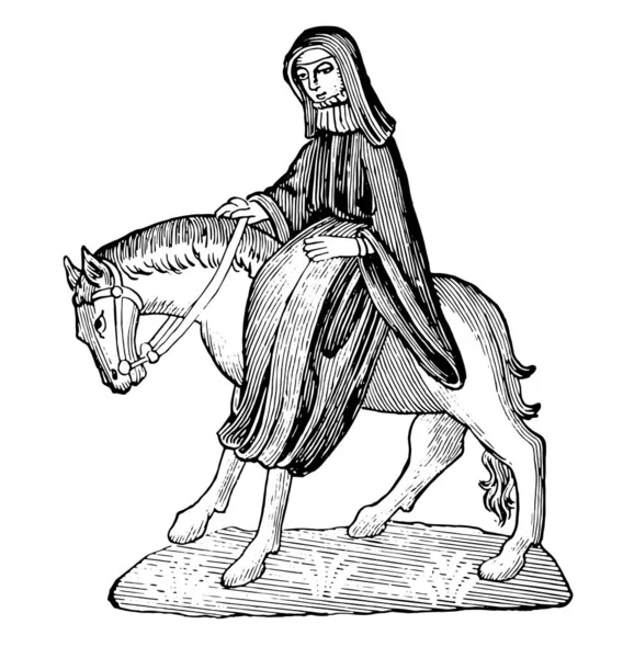 Druga Zakonnica Opowieści Kanterberyjskich Chaucera Zdjęcie Przedstawia Kobietę Lub Zakonnica — Wektor stockowy