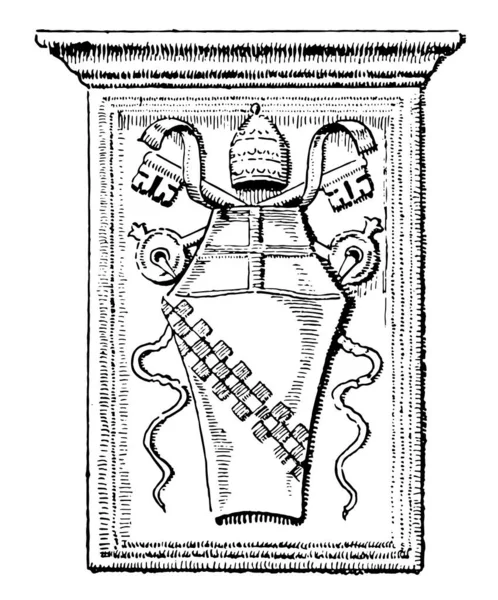 無実の Viii 教皇ローマ シールド ビンテージの線描画や彫刻イラスト — ストックベクタ