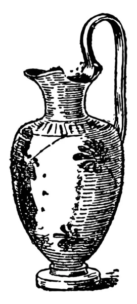 Oinochoe Wine Jug Greek Vases Vintage Line Drawing Engraving — 图库矢量图片