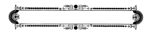 华丽的横幅有喇叭形状设计在顶部和底部的边框 复古线条画或雕刻插图 — 图库矢量图片