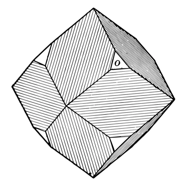 Este Diagrama Representa Magnetita Dibujo Línea Vintage Ilustración Grabado — Vector de stock