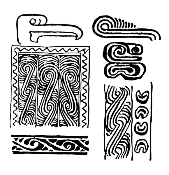 Papua Frigatebird Formen Haben Ein Sich Wiederholendes Muster Vintage Linienzeichnung — Stockvektor