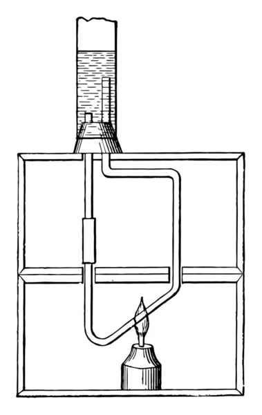 Diagrama Chimenea Vela Lámpara Dibujo Línea Vintage Ilustración Grabado — Vector de stock