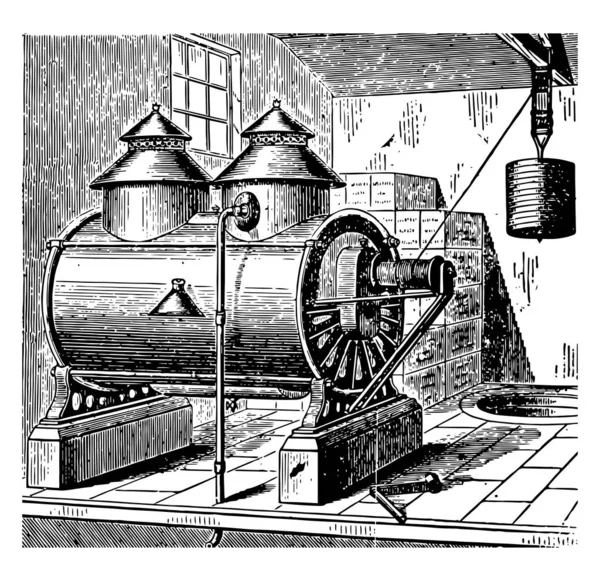 Cette Illustration Représente Appareil Pneumatique Automatique Qui Est Cylindrique Dans — Image vectorielle