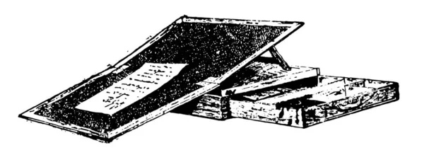 托马斯 杰斐逊的写字台或写字台 便携桌 写字板 复古线条画或雕刻插图 — 图库矢量图片