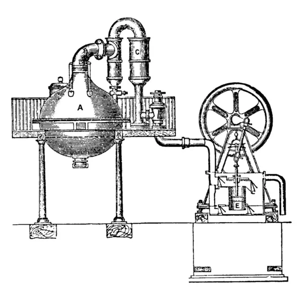Illustration Represents Function Vacuum Pan Vintage Line Drawing Engraving Illustration — Stock Vector