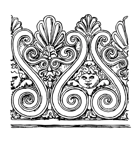 Etrusca Crest Arte Das Regiões Itália Desenho Linha Vintage Gravura — Vetor de Stock