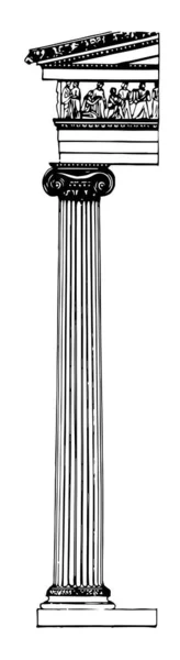 Coluna Iônica Erechtheion Atenas Stylobate Plataforma Desenho Linha Vintage Gravura —  Vetores de Stock