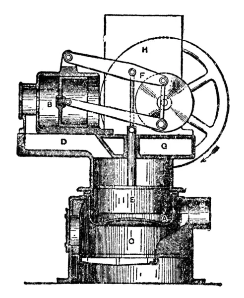 Denna Illustration Representerar Funktion Robinson Form Stirlingmotor Vintage Linje Ritning — Stock vektor