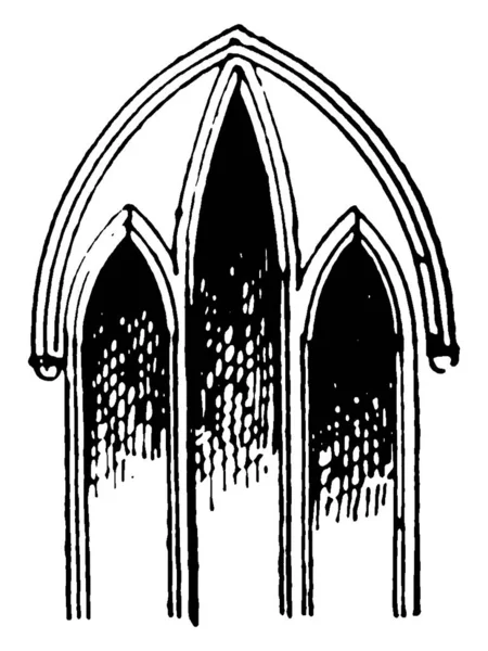 Lancet Finestre Finestre Wancet Finestra Stretta Warmington Church Disegno Linee — Vettoriale Stock