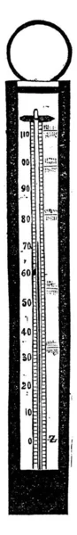 Termometr Jest Pokazane Tutaj Vintage Rysowania Linii Lub Grawerowanie Ilustracja — Wektor stockowy
