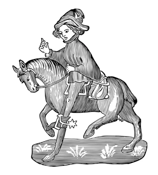 Canon Yeoman Chaucer Canterbury Tales Picture Shows Canon Yeoman Riding — стоковый вектор
