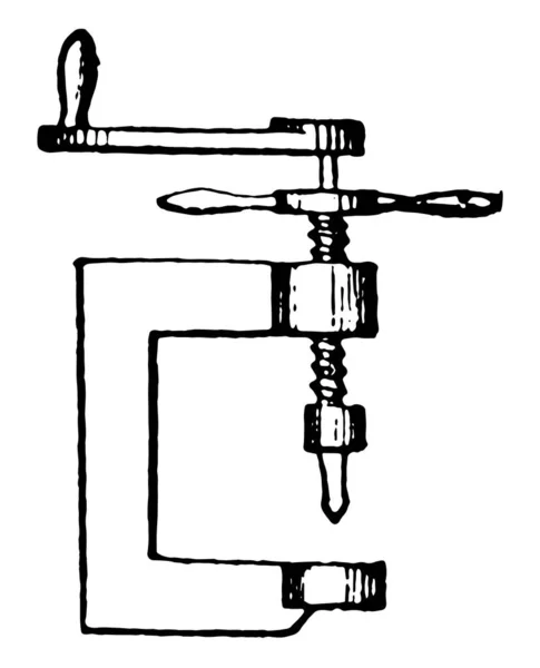 Esta Ilustração Representa Clamp Drill Que Usado Para Segurar Objeto — Vetor de Stock