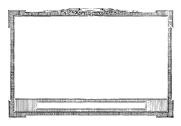 Horizontaler Rahmen Mit Titelschild Unten Ist Ein Linienmuster Vintage Linienzeichnung — Stockvektor