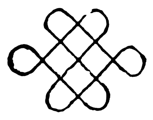 命运的结设计追溯到所罗门的时代 它是存在于大多数地毯的后一类的护身符设计 复古线条画或雕刻插图 — 图库矢量图片