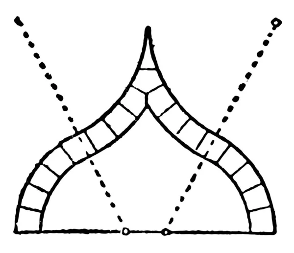 Arco Ogee Contador Flexión Encontrado Inglés Decorado Líneas Dibujo Línea — Archivo Imágenes Vectoriales