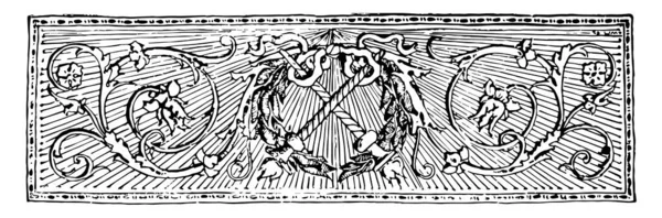 Декоративный Делитель Украшен Пылающими Факелами Этом Изображении Рисунок Винтажной Линии — стоковый вектор