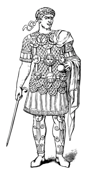 Roman Centurion Era Oficial Rango Bajo Medio Cargo Siglo Dibujo — Vector de stock