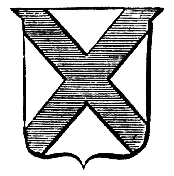 Heraldry Saltire Ont Sur Bouclier Dessin Ligne Vintage Illustration Gravure — Image vectorielle