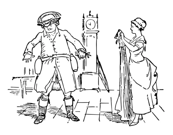 Джон Gilpin Сцена Показує Стоячи Людина Носив Капелюх Жінка Тримає — стоковий вектор