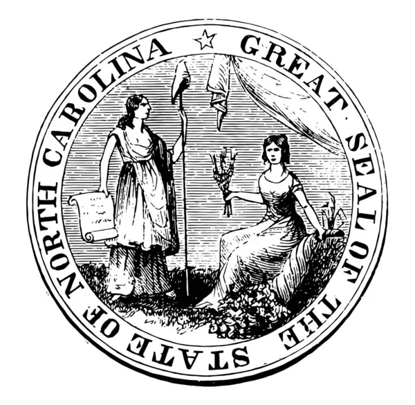 캐롤라이나 인장입니다 1851 곡식을 여인은 종이를 그림을 그리거나 그림을 그리고 — 스톡 벡터