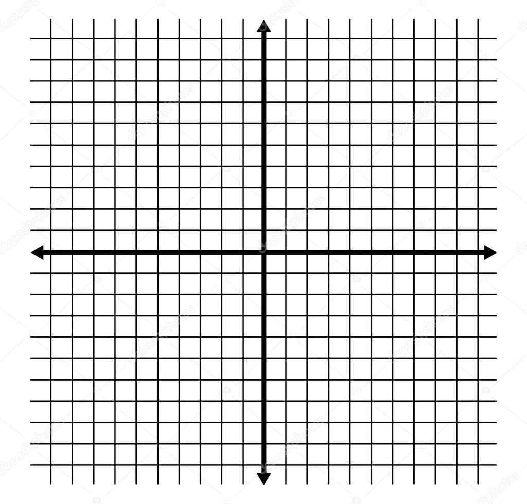 An xy grid/graph with grid lines are shown. It is the Cartesian coordinate system with both axes labelled, vintage line drawing or engraving illustration.