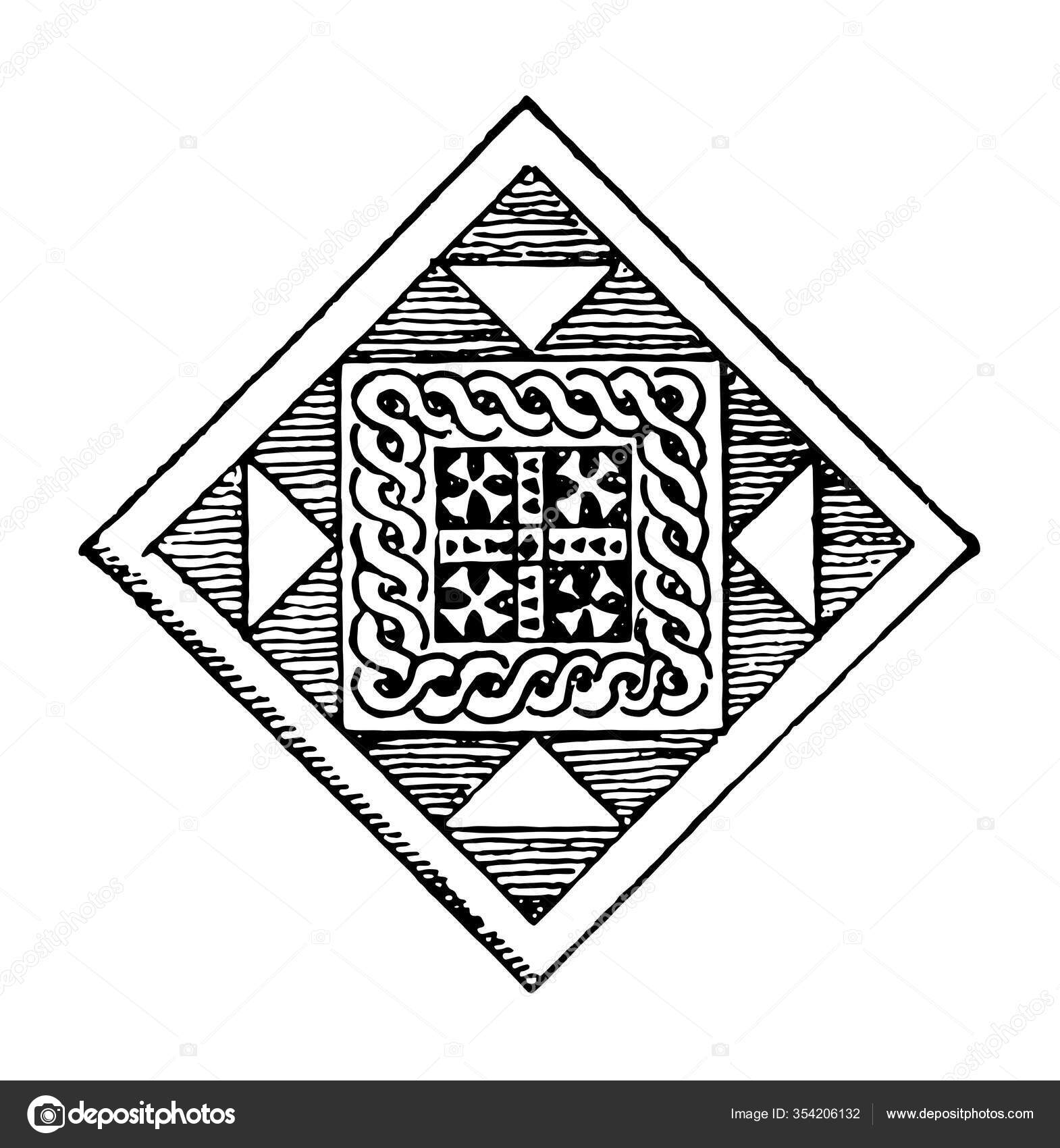 Padrao Embutido Diamante Design Quadrado Desenho Linha Vintage Gravura Ilustracao Vetor De Stock C Morphart 354206132