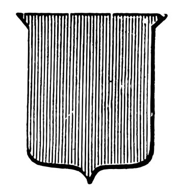 Gules kırmızı bir kalkan, vintage çizgi çizme veya oyma çizimde temsil.
